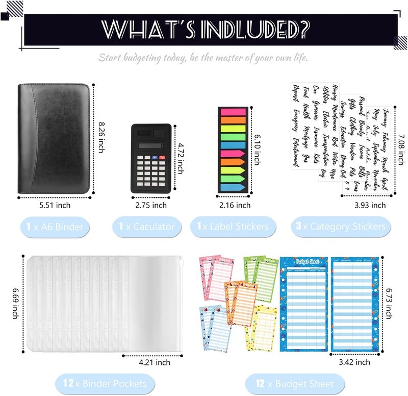 Nefeeko Budget Binder with Zipper Envelopes, Cash Envelopes for Budgeting, A6 PU Leather Budget Planner 2026 with Cash Envelopes Calculator, Bill Money Organizer for Cash Saving Budget System Wallet - Image 3